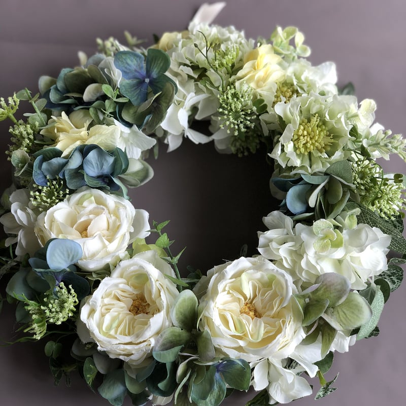 アーティフィシャルフラワーリース；ガーデンローズW | FLORIST IRIE