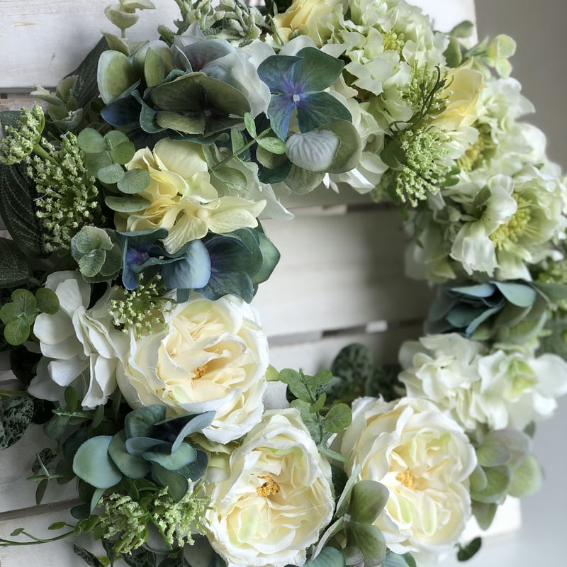 アーティフィシャルフラワーリース；ガーデンローズW | FLORIST IRIE