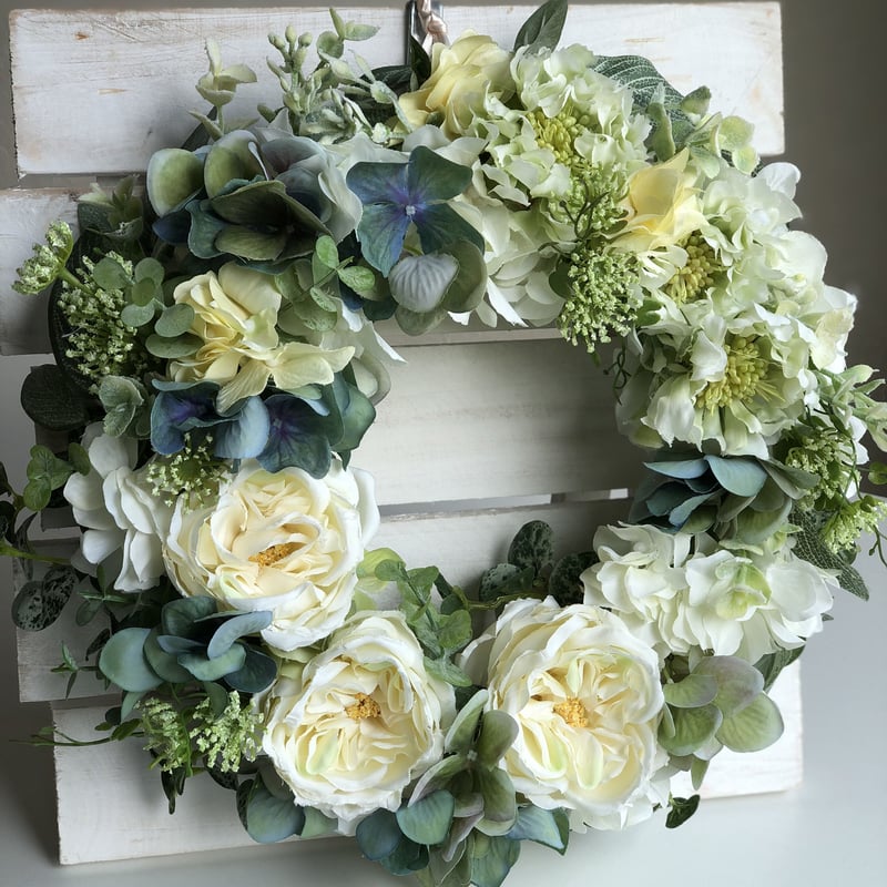 アーティフィシャルフラワーリース；ガーデンローズW | FLORIST IRIE