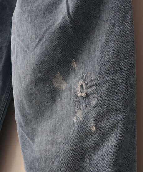 12OZ デニム ２タックワイドダメージ加工     [ARTEPOVERA]