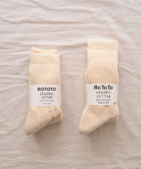 ORGANIC DAIRY 3 PACK CREW SOCKS     [ROTOTO]