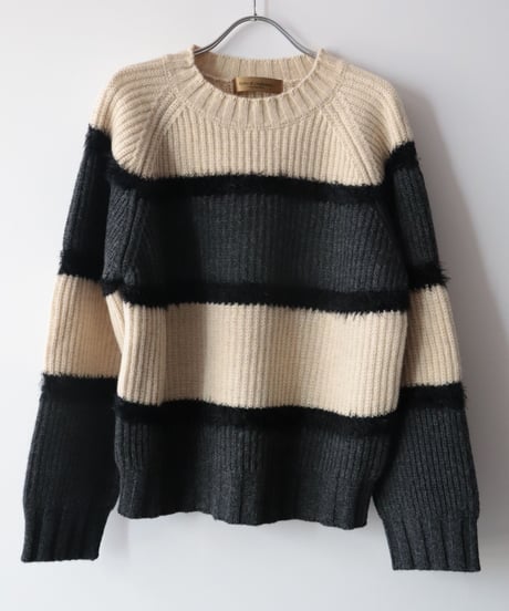 Super Comeback Lamb's Wool Multi Border Knit     [Robes&Confections]