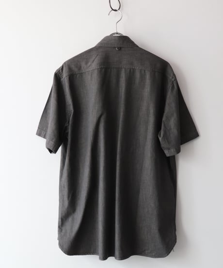 Denim Shawl Collar Short Sleeve Shirt     [ORGUEIL]