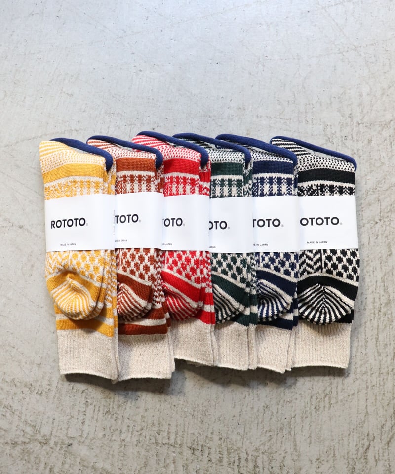 MULTI JACQUARD CREW SOCKS [ROTOTO] | NowN
