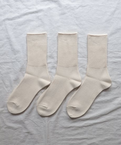 ORGANIC DAIRY 3PACK RIBBED CREW SOCKS     [ROTOTO]