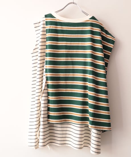 BORDER SWITCH LONG TOP     [KHA;KI]