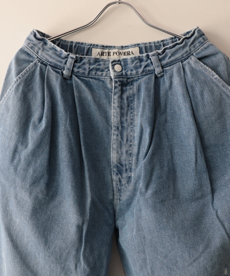 12OZ デニム ２タックワイドダメージ加工     [ARTEPOVERA]