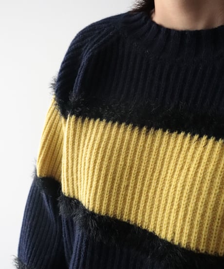 Super Comeback Lamb's Wool Multi Border Knit     [Robes&Confections]