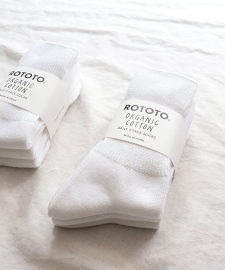ORGANIC DAIRY 3PACK RIBBED CREW SOCKS     [ROTOTO]