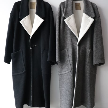 Wool Cotton Double Face Knit Boxy Coat     [Robes&Confections]