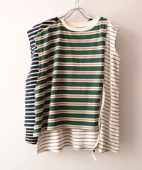 BORDER SWITCH LONG TOP     [KHA;KI]