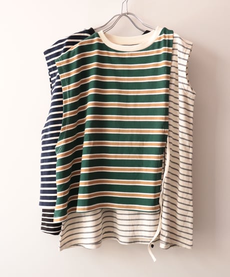 BORDER SWITCH LONG TOP     [KHA;KI]