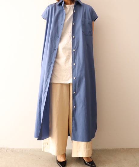 FRENCH SLEEVE OPEN-FRONT DRESS      [LENO]