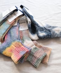 HEMP/ORGANIC COTTON PILE ANKLE SOCKS " TIE DYE "     [ROTOTO]