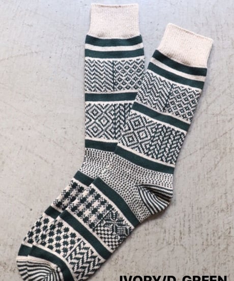 MULTI JACQUARD CREW SOCKS     [ROTOTO]