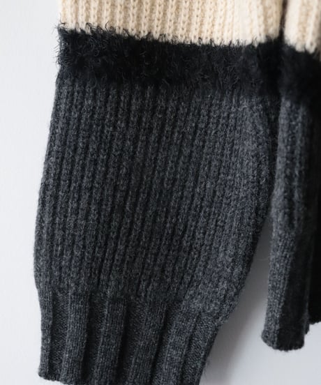 Super Comeback Lamb's Wool Multi Border Knit     [Robes&Confections]