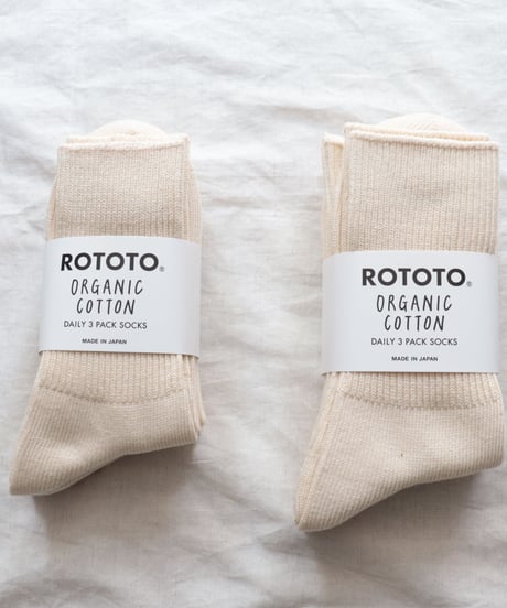 ORGANIC DAIRY 3PACK RIBBED CREW SOCKS     [ROTOTO]