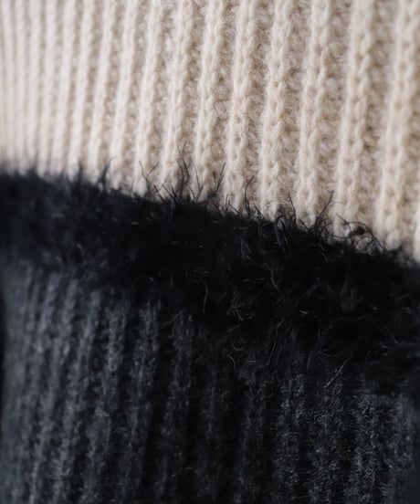 Super Comeback Lamb's Wool Multi Border Knit     [Robes&Confections]
