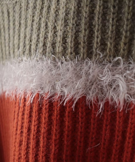 Super Comeback Lamb's Wool Multi Border Knit     [Robes&Confections]