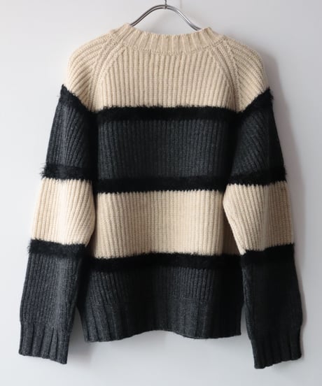 Super Comeback Lamb's Wool Multi Border Knit     [Robes&Confections]