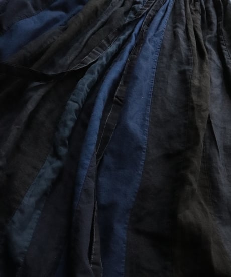 リネン＆コットン MIXギャザースカート     [ARTE POVERA]