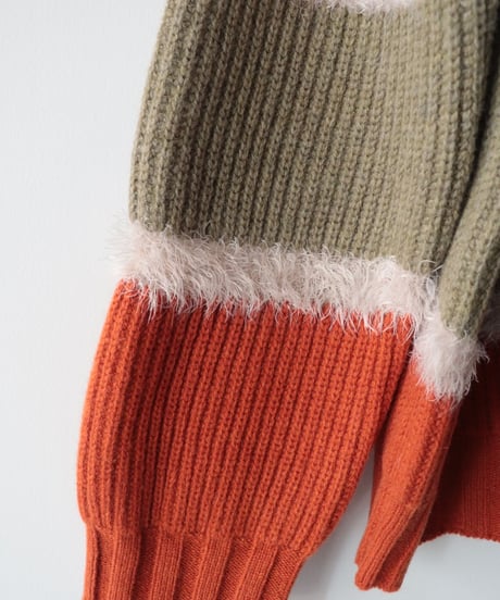 Super Comeback Lamb's Wool Multi Border Knit     [Robes&Confections]