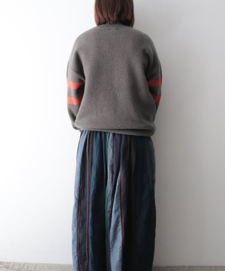 リネン＆コットン MIXギャザースカート     [ARTE POVERA]