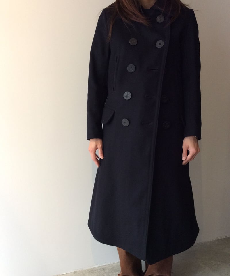 【ネコネコ】LENO 10 BUTTON PEA COAT LENO ”10 BUTTON PEA COAT” BLACK - SIGNAL GARMENTS online store