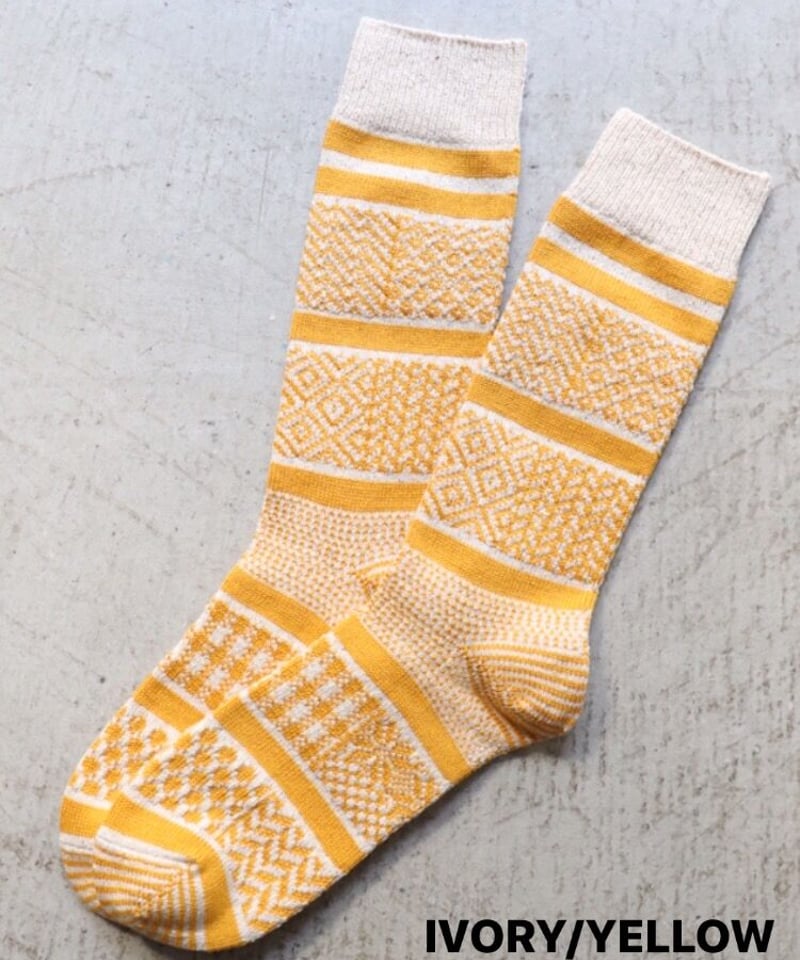 MULTI JACQUARD CREW SOCKS [ROTOTO] | NowN