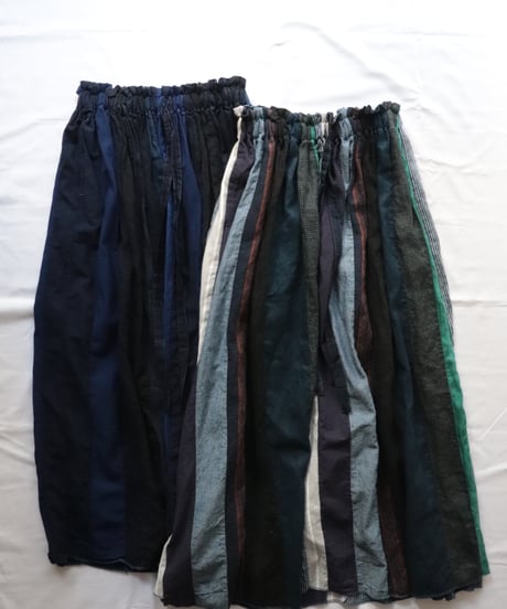 リネン＆コットン MIXギャザースカート     [ARTE POVERA]