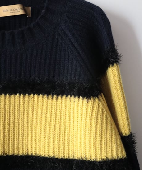 Super Comeback Lamb's Wool Multi Border Knit     [Robes&Confections]