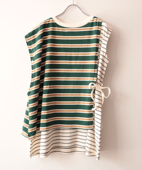 BORDER SWITCH LONG TOP     [KHA;KI]