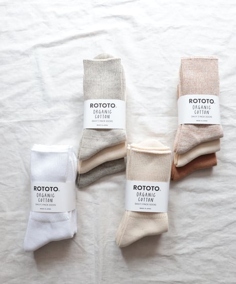 ORGANIC DAIRY 3PACK RIBBED CREW SOCKS     [ROTOTO]