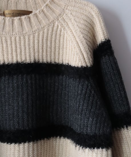 Super Comeback Lamb's Wool Multi Border Knit     [Robes&Confections]