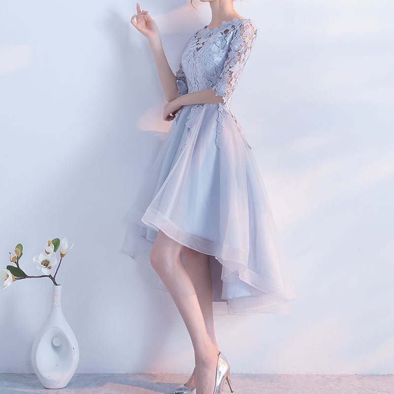 カラードレス グレー ソフトチュールフィッシュテール