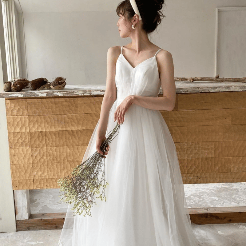 パーティードレス 二次会 キャミソール チュールスカート スレンダー  