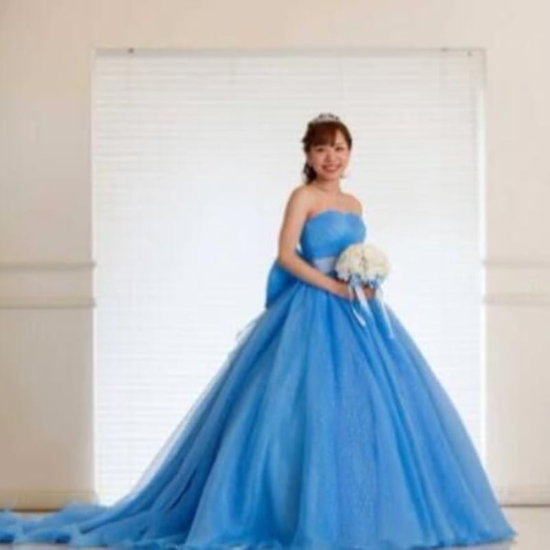 リボン スカイブルー キラキラ カラードレス 結婚式/演奏会/音楽 リボン スカイブルー キラキラ カラードレス 結婚式/演奏会/音楽