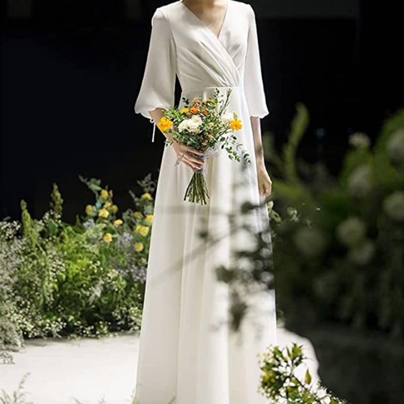 ガーデンス ウエディングドレス シンプル 二次会ドレス 結婚式 前撮り