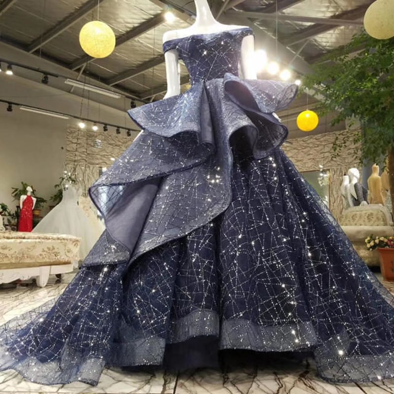 星ような、上品豪華ウェディングドレス ドレスワンピース結婚式、発表