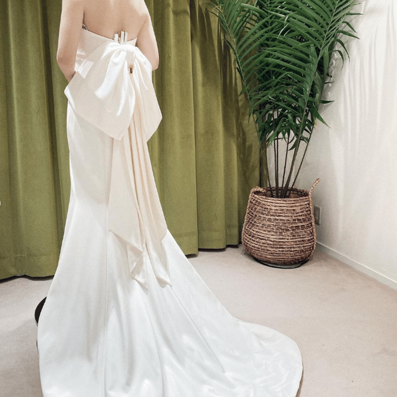 パーティードレス ふっくら柔らかなバックリボン ソフトマーメイド  