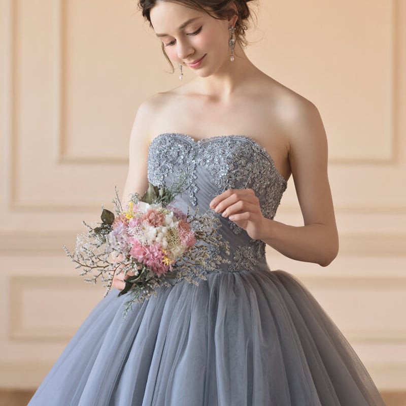 チューブトップドレス✨カラードレス　結婚式　前撮り チューブトップ ブラックドレス 星柄 刺繍 カラードレス お