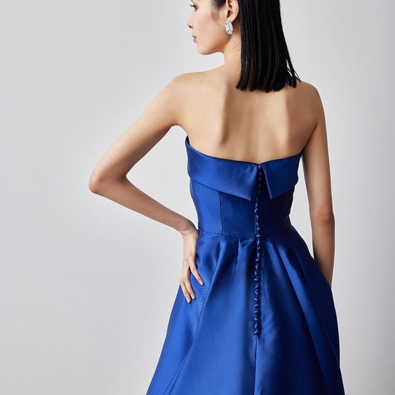 パーティードレス ロングドレス ジュエルブルー ベアトップ 華やか  