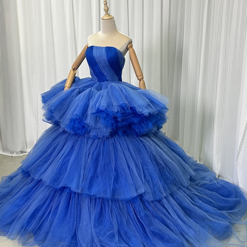 カラードレス 爽やかで優しいブルー 上品！ エレガント ビスチェタイプ  