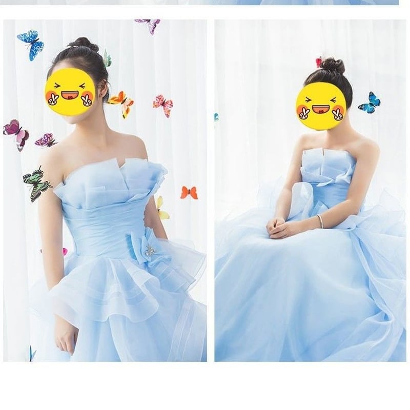 らむね　水色ドレス 楽天市場】パーティードレス ロング カラードレス ブルー 水色