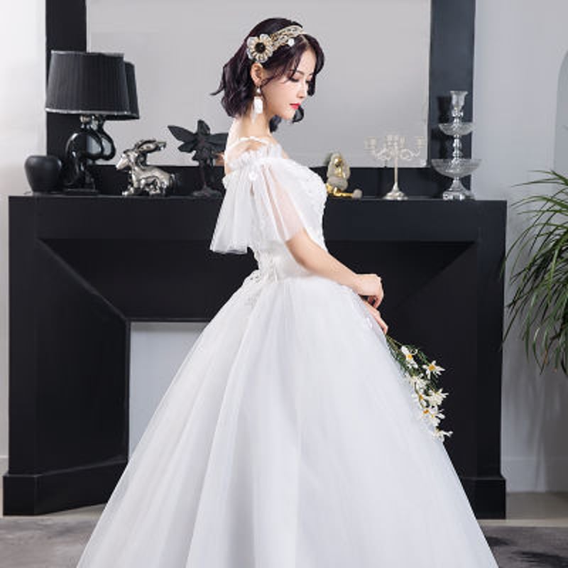 ウエディングドレス ホワイト ソフトチュール プリンセスライン