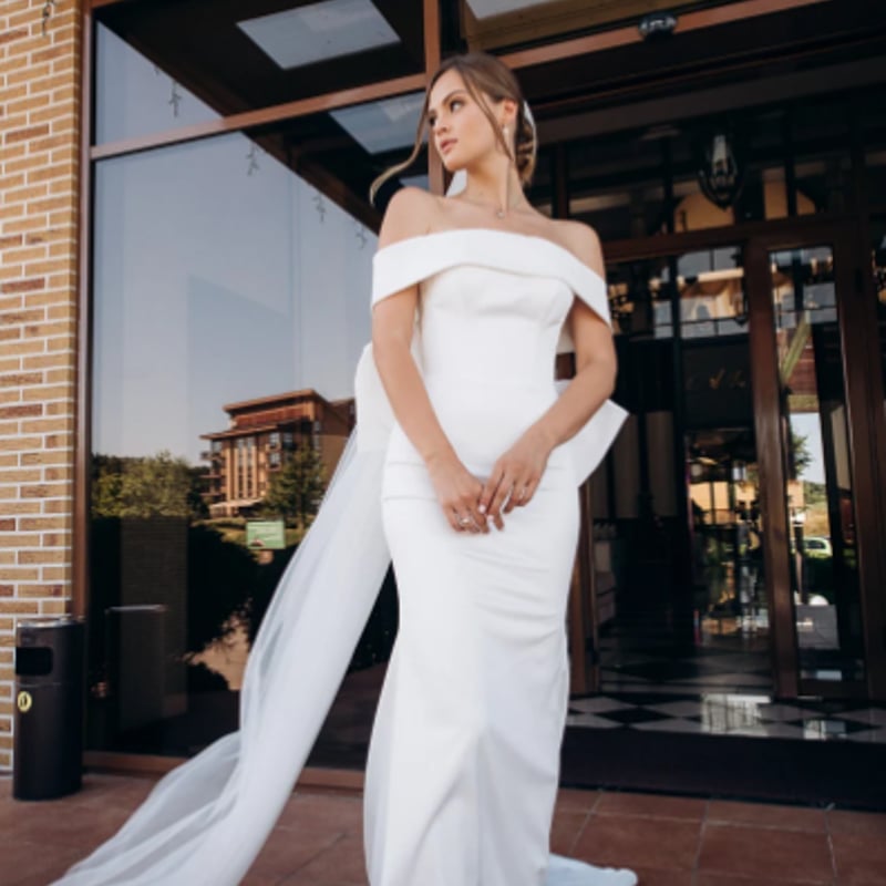 雅やか ウエディングドレス 高級イタリアサテン マーメイドライン  