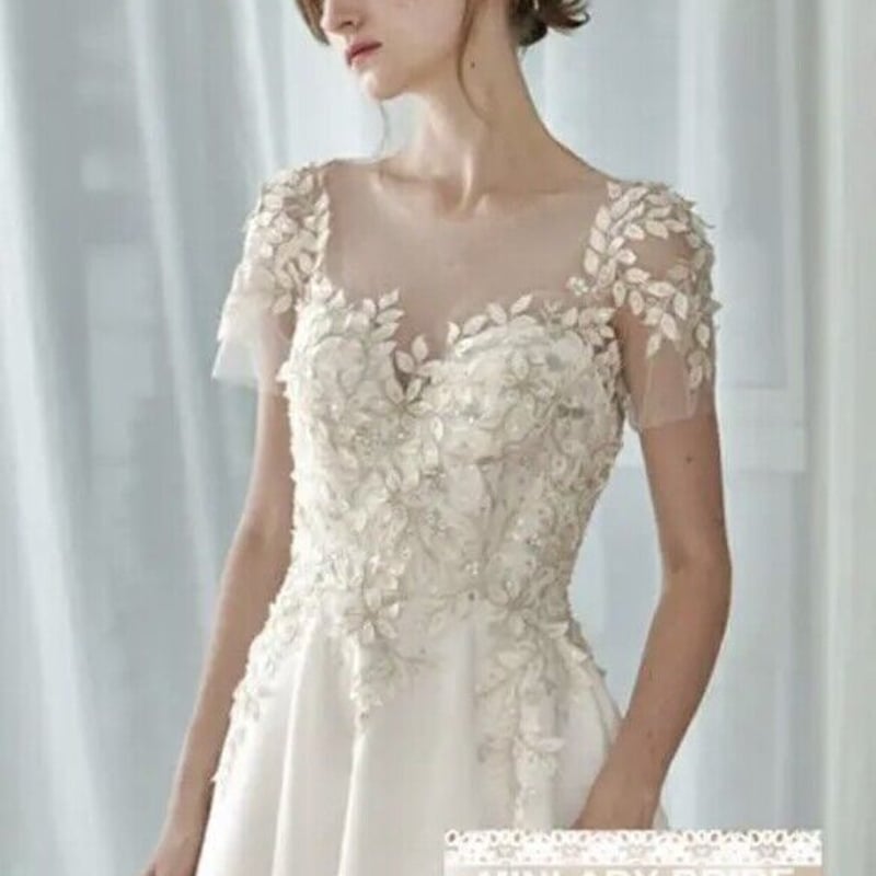 ウェディングドレス Aライン オフホワイト ウエディングドレス オフホワイト Aライン ロングトレーン 長袖