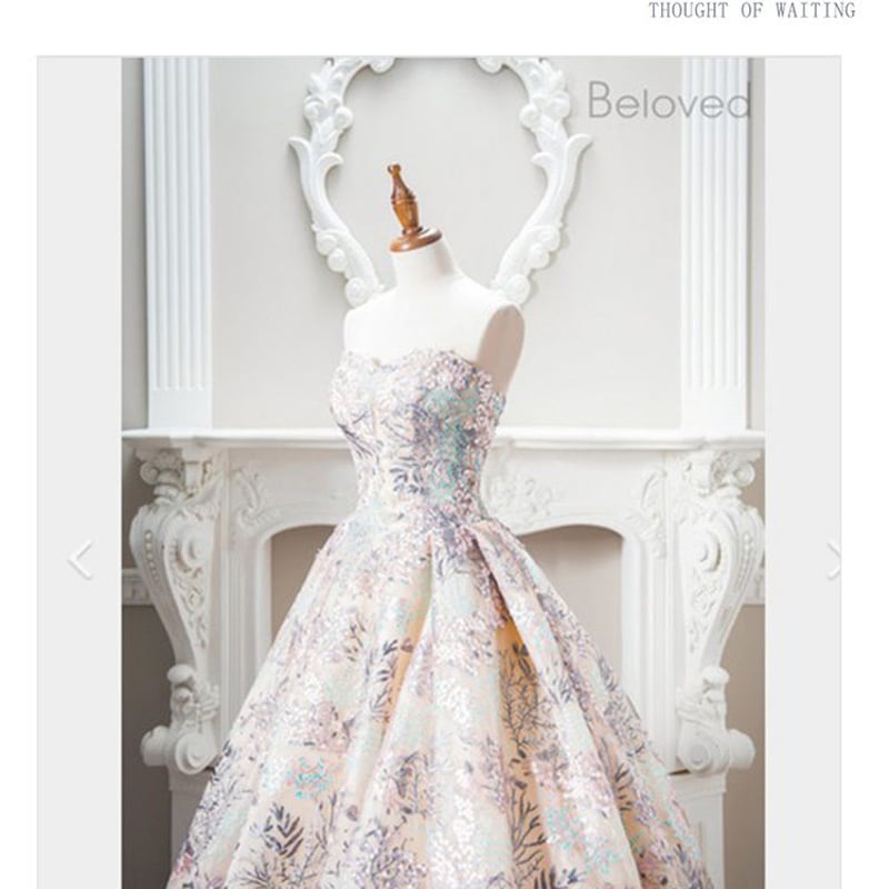 カラードレス アンズの色 ポリエステル 綿 ベアトップ Aライン  