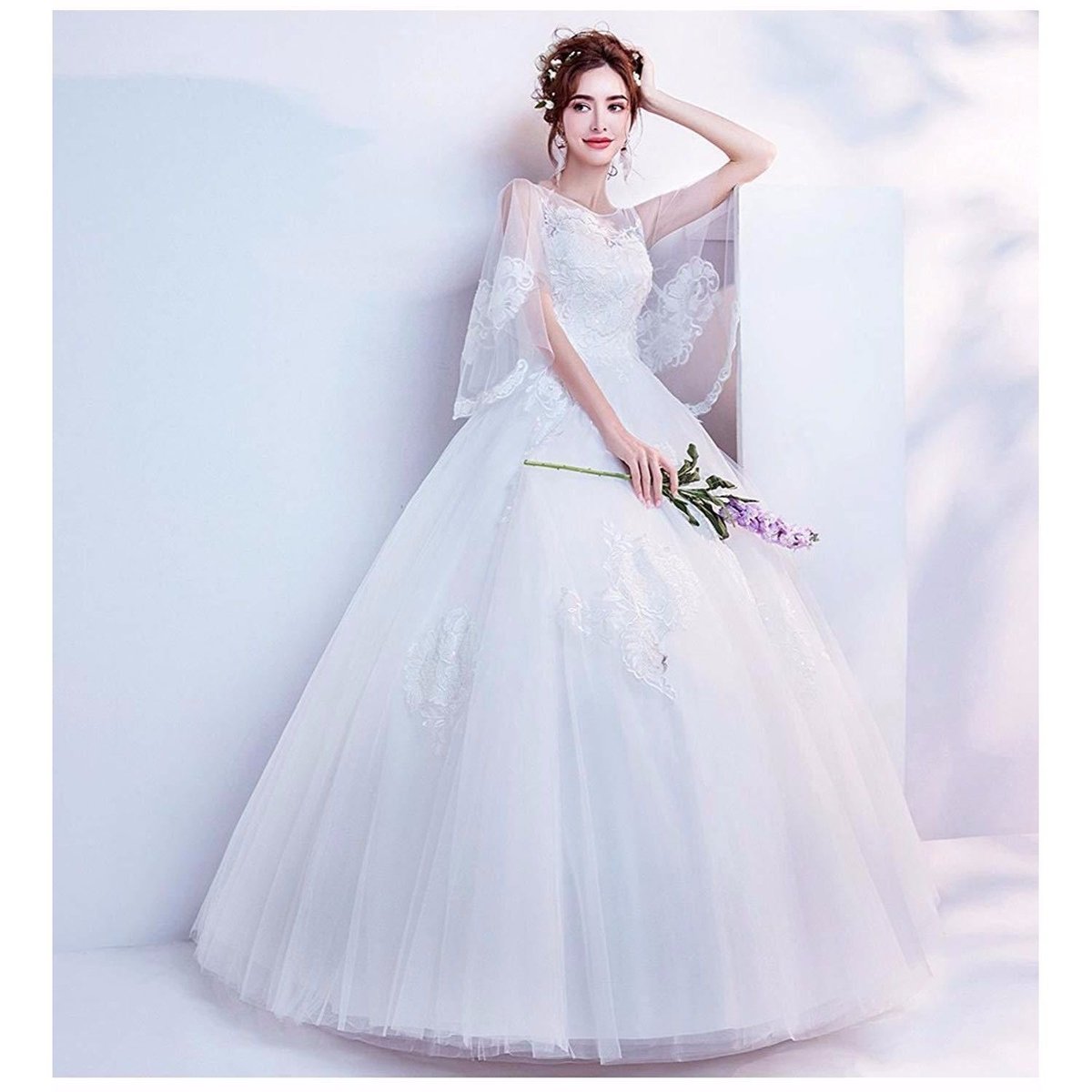 ウェディングドレス ドレス 可愛い 花嫁ドレス 着やせ ロング プリンセス 二次会 結婚式 撮影ドレス