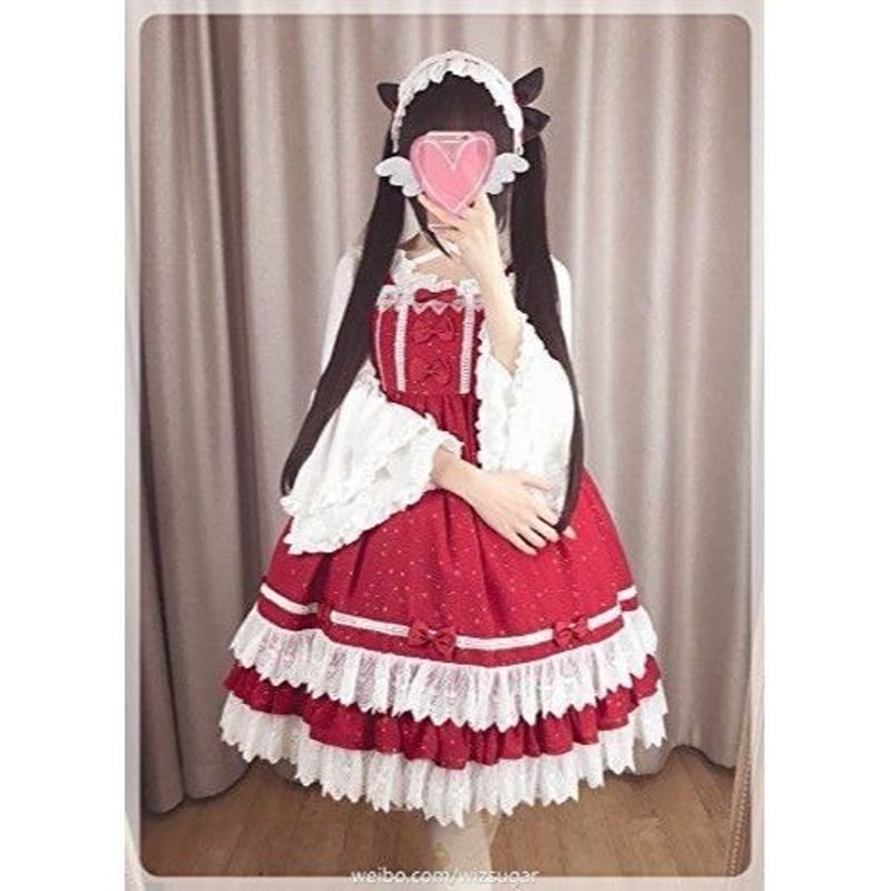 lolita 赤+白 カラー 甘美 デザイン柄 現物オリジナルNaughty